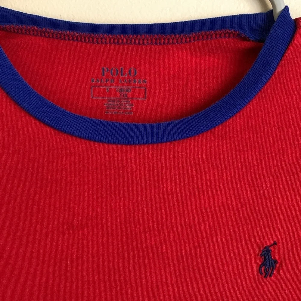 Polo Ralph Lauren long sleeve red/navy blue color block tee size 5 - Picture 2 of 4